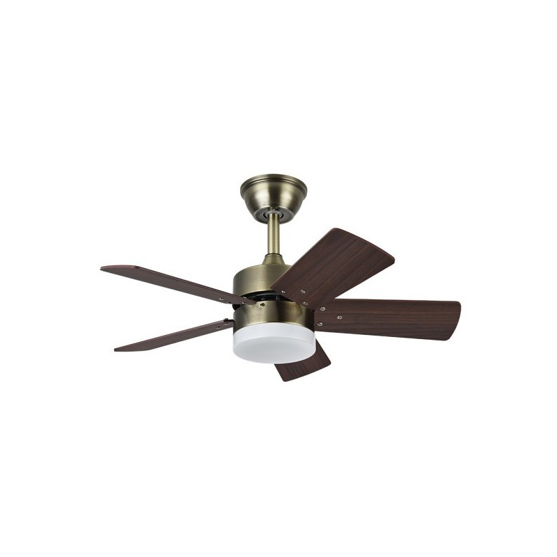 Ventilador Dc Marta 36w Cuero 5 Aspas Rev. Cerezo/nogal 41x76d 3060lm C/ Remoto , Memoria Y Temp. 3000k,4000k,6000k