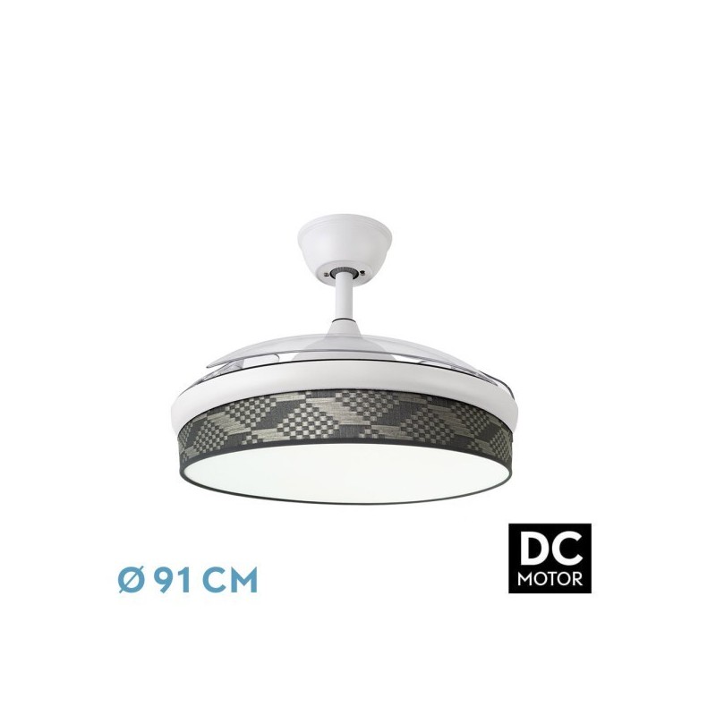 Ventilador Dc Moda 72w Blanc/tetris Gris 91d 3asp 7200lm 3000-4000-6000k Remoto+ Memoria+ Temporizador