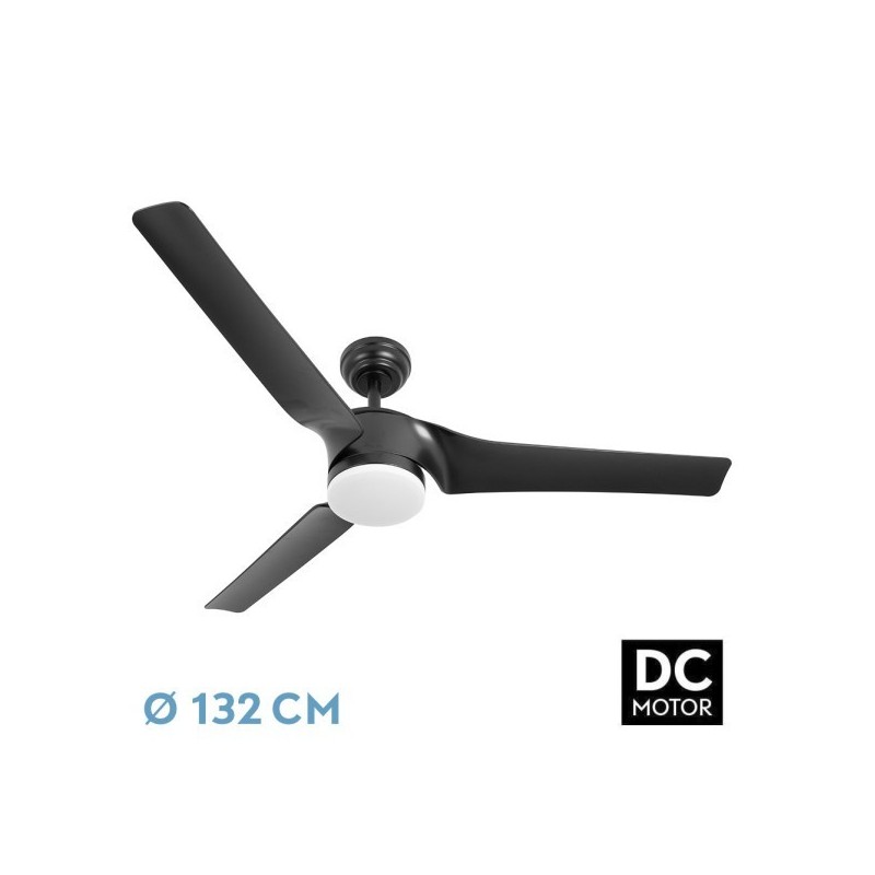 Ventilador Dc Montijo 24w Negro 3aspas 6vel 132d 2424 Lm 3000-4000-6500k Remoto+regulador Intensidad+temporizador+memoria