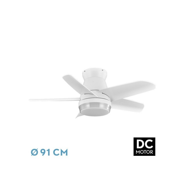 Ventilador Dc Neutron 24w 2400lm Blanc 5 Aspas 91d 3000k,4500k,6000k, Remoto+temporizador+memoria