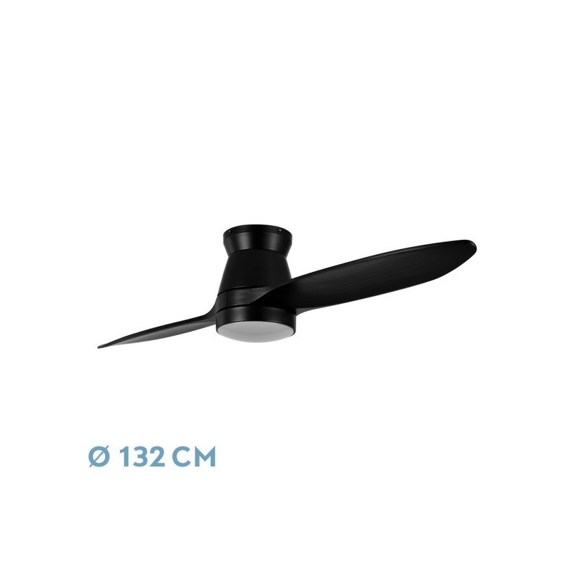Ventilador Dc Nordic 24w 2400lm Negro 2 Aspas 132d 3000k,4500k,6000k, Remoto+temporizador+memoria