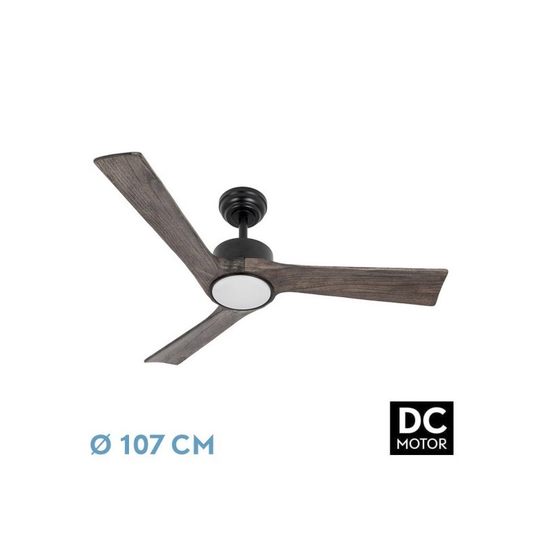 Ventilador Dc Orinoco 24w Negro 3aspas Roble 107d 2424lm 3000k,4000k,6500k Remoto+regulador Intensidad+temperatura+memoria