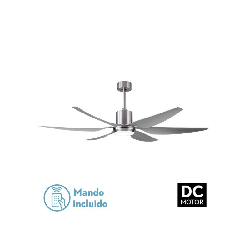 Ventilador Dc Otto 24w 2950lm Niquel 6 Aspas Plata Reg.x167d 3000-4000-6000k 2tijas C/remoto, Memoria y Temporizador