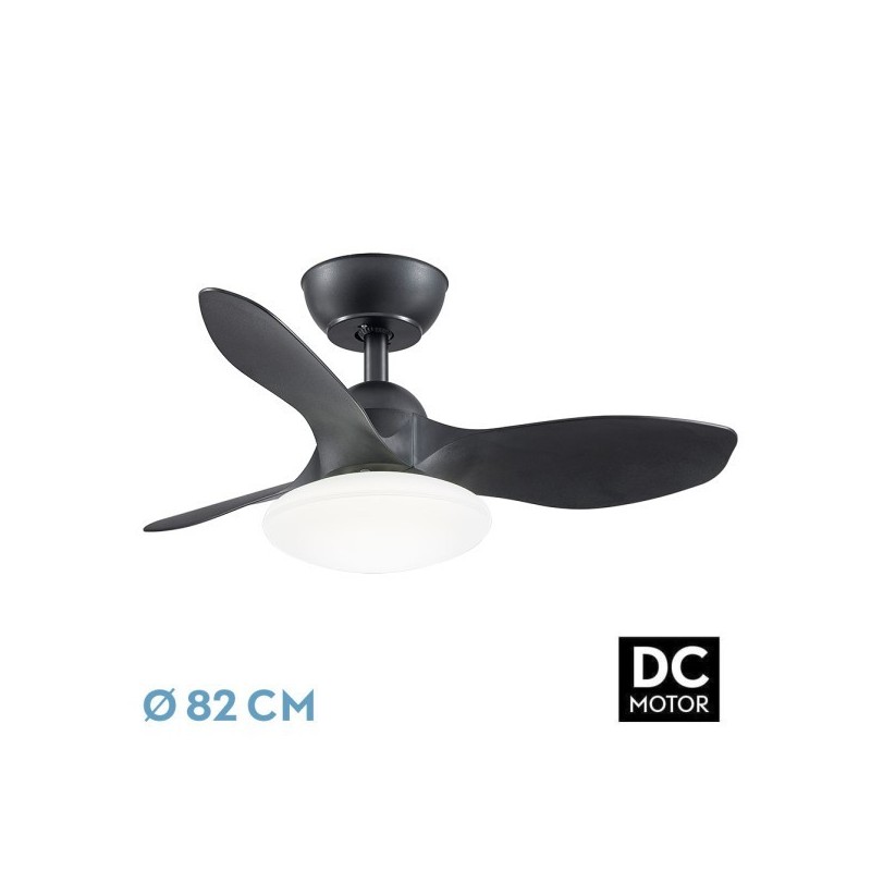 Ventilador Dc Paramo 36w 2880lm Negro 3 Aspas 82d 3000k,4500k,6000k,remoto+tempor+memoria