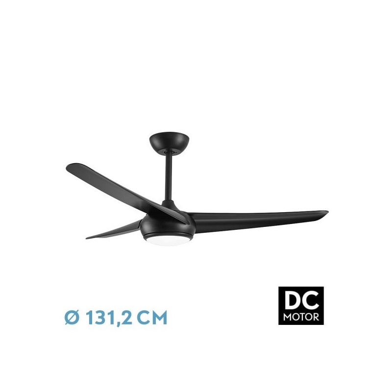Ventilador Dc Patras 24w Negro 3aspas 6vel 3colores 131,2d 2424lm Remoto,memoria,temporizador