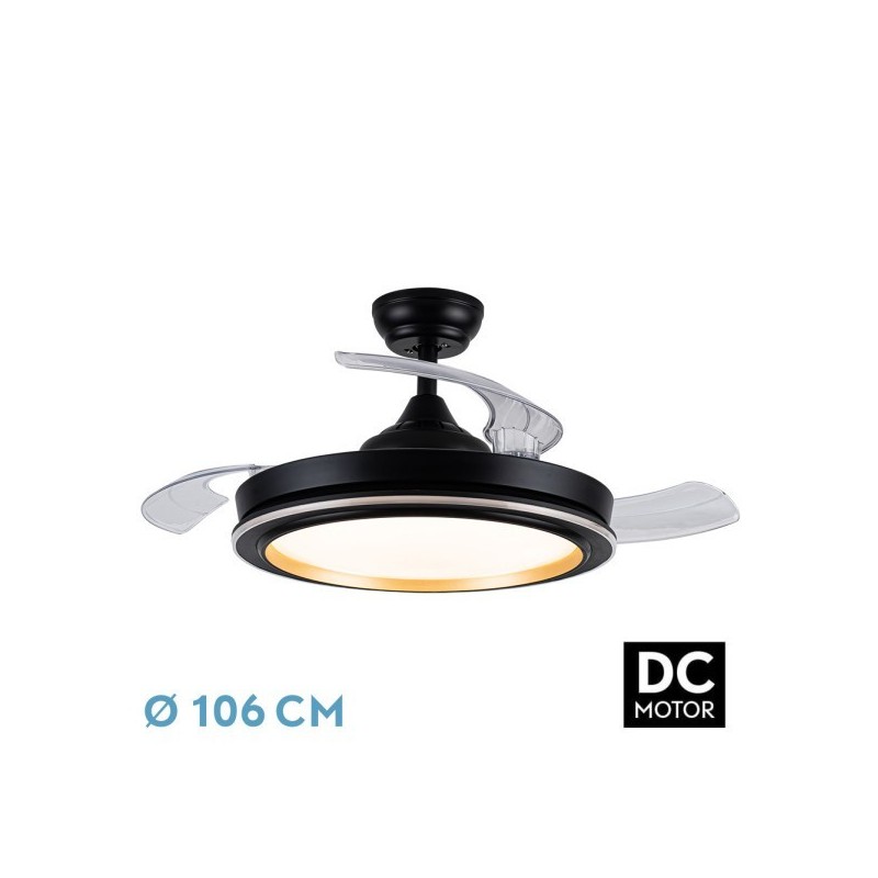 Ventilador Dc Picolo 72w 6226lm Negro/oro 3 Aspas Desp. 106d 3000-4000-6500k Remoto, Memoria