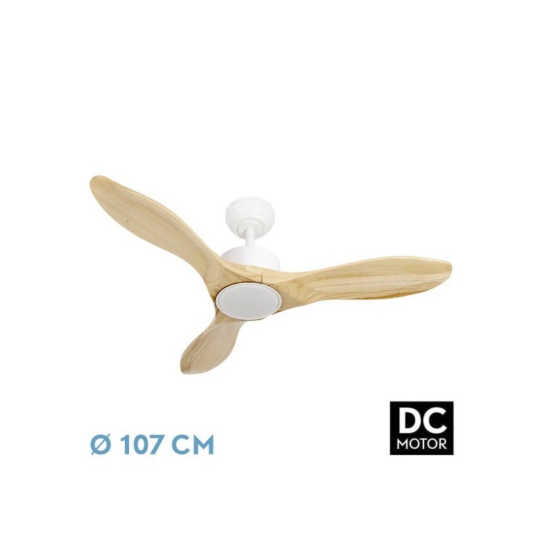 Ventilador Dc Segre 24w Blanco 3aspas Haya 6vel 107d 2424lm 3000k,4000k,6500k Remoto+temporizador+regulador Intensidad+memoria