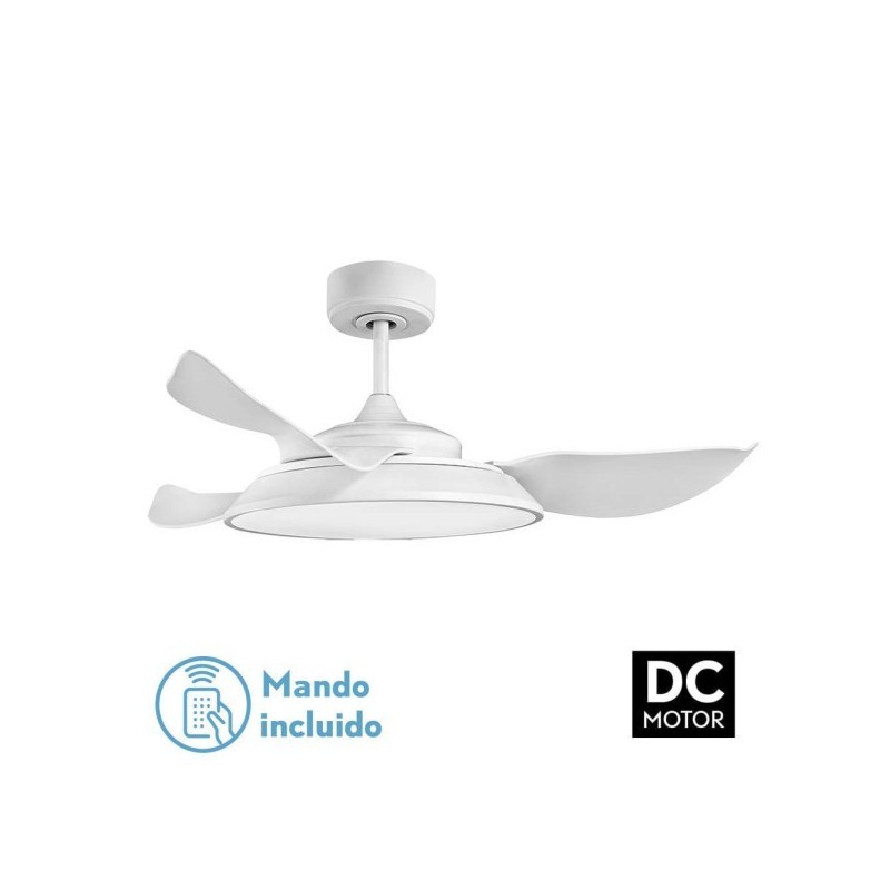 Ventilador Dc Sierra 40w Blanco 3 Aspas 107d 4400lm 6vel 3000-4000-6500k Remoto,memoria,temporizador