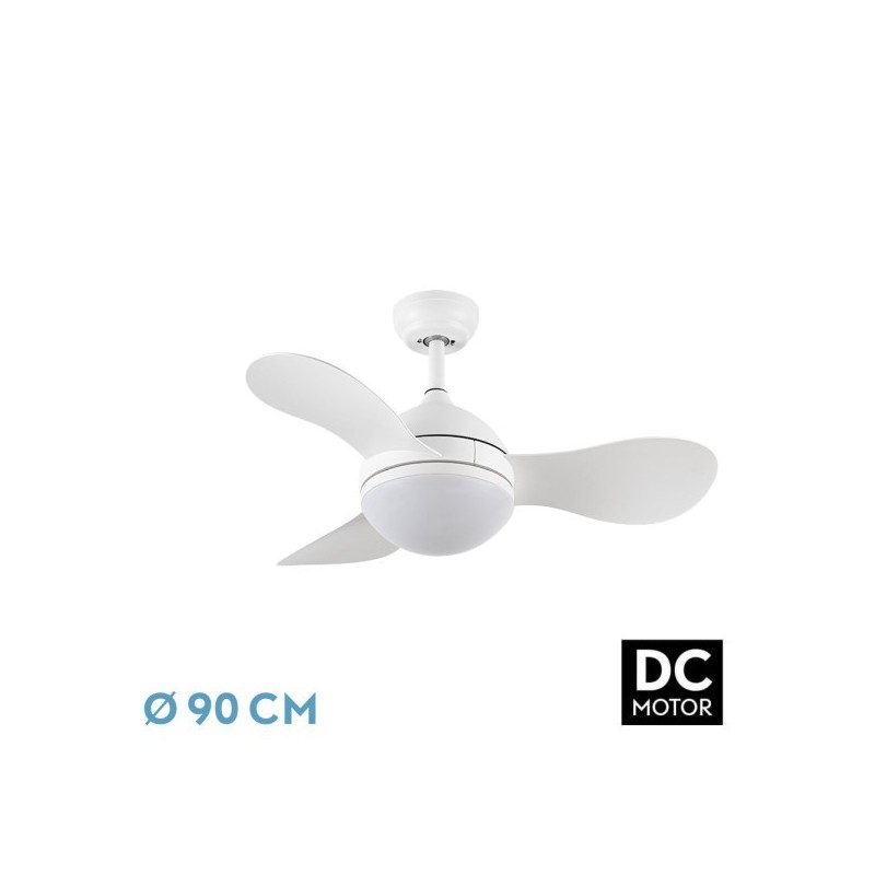 Ventilador Dc Solido 24w Blanco 3aspas 91d 2640lm 3000k,4000k,6500k Remoto+memoria+temporizador