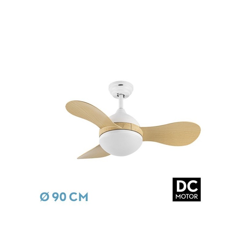 Ventilador Dc Solido 24w Blanco 3aspas Haya 91d 2640lm 3000-4000-6500k Remoto+memoria+temporizador