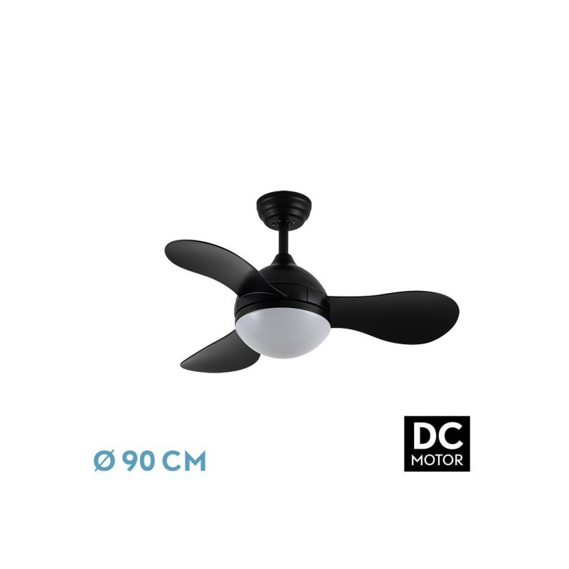 Ventilador Dc Solido 24w Negro 3aspas 91d 2640lm 3000-4000-6500k Remoto+memoria+temporizador