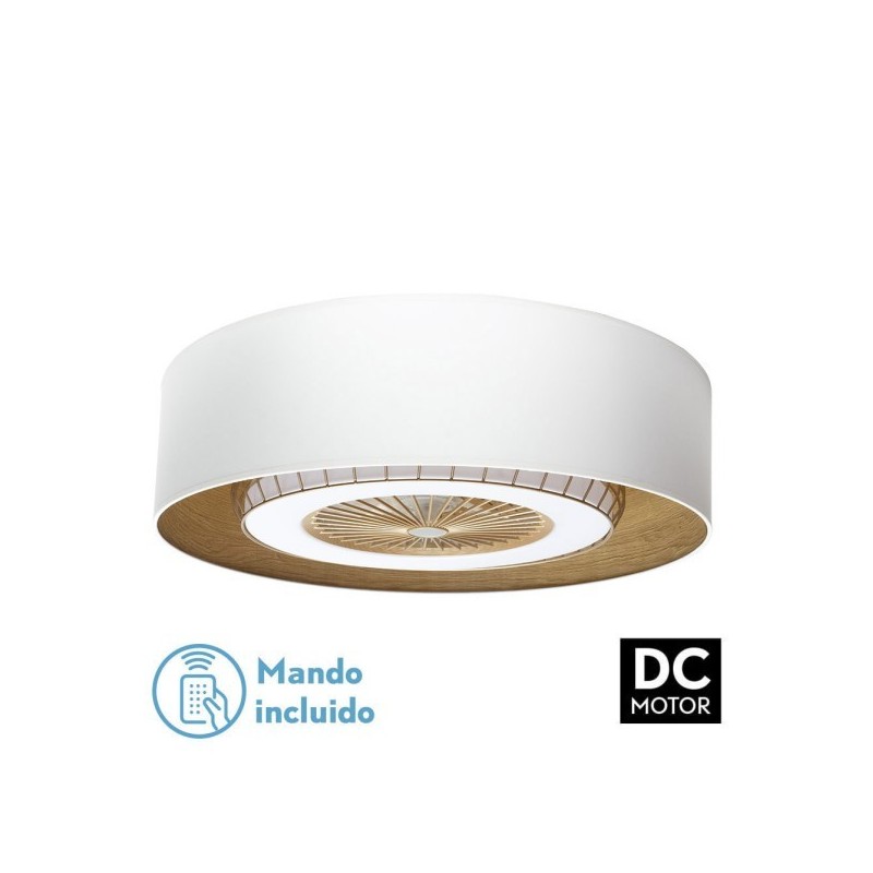 Ventilador DC Tania 72w Blanco/madera Clara 5 Aspas 6 Velocidades 3col Remoto,memoria,reg.Intensidad,temporizador 6120lm 70d