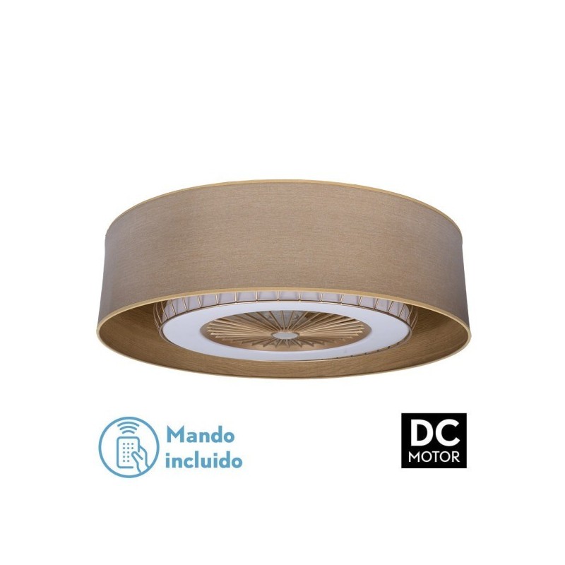 Ventilador DC Tania 72w Madera Clara 5 Aspas 6 Velocidades 3col Remoto,memoria,reg.Intensidad,temporizador 6120lm 70d