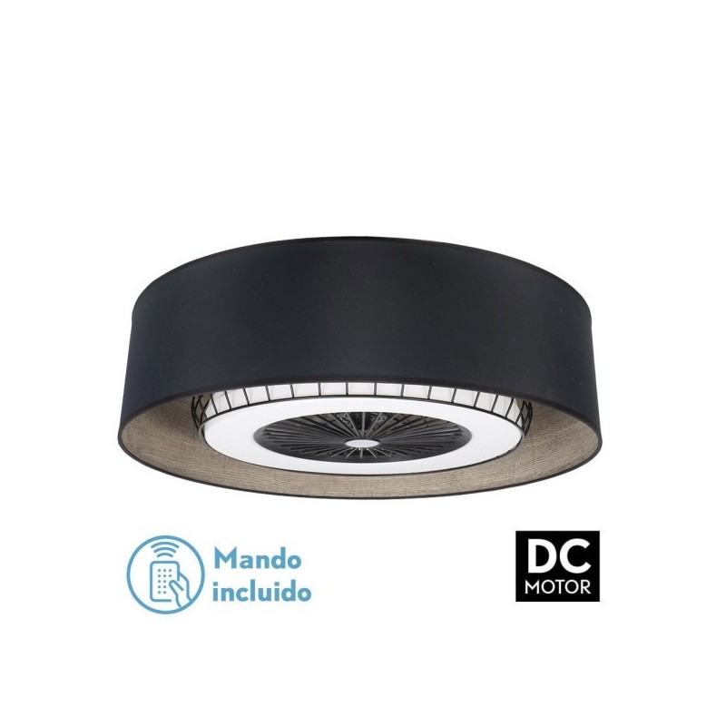 Ventilador DC Tania 72w Negro/madera Gris 5 Aspas 6 Velocidades 3col Remoto,memoria,reg.Intensidad,temporizador 6120lm 70d