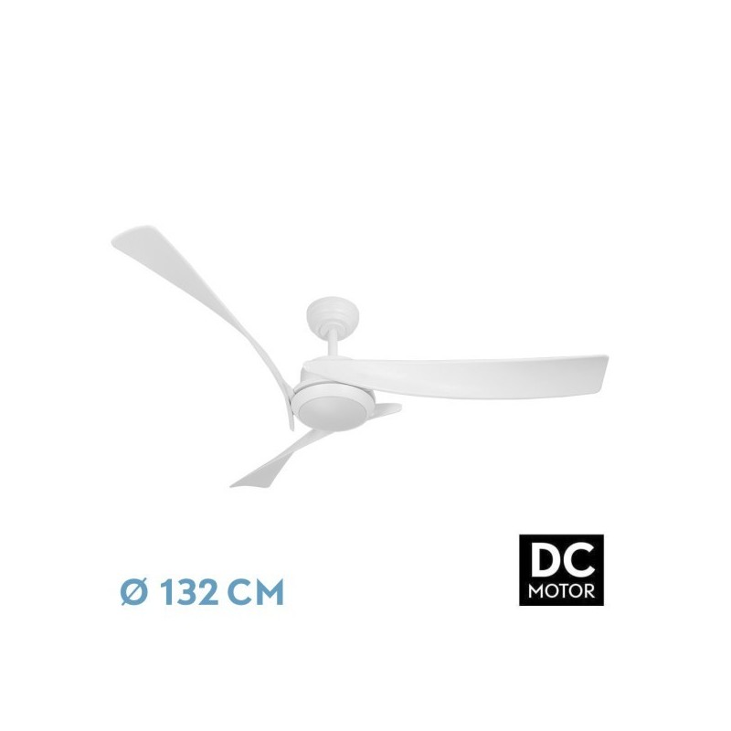 Ventilador Dc Tarento 24w Blanco 3aspas 6ve 132d 2424 Lm 3000-4000-6500k Remoto+regulable Intensidad+temporizador+memoria