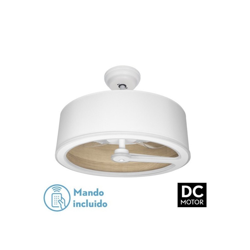 Ventilador Dc Tatiana 110w Blanco/mad.Clara 3 Aspas 62d 3000-4000-6000k 9350lm Remoto,memoria,temporizador