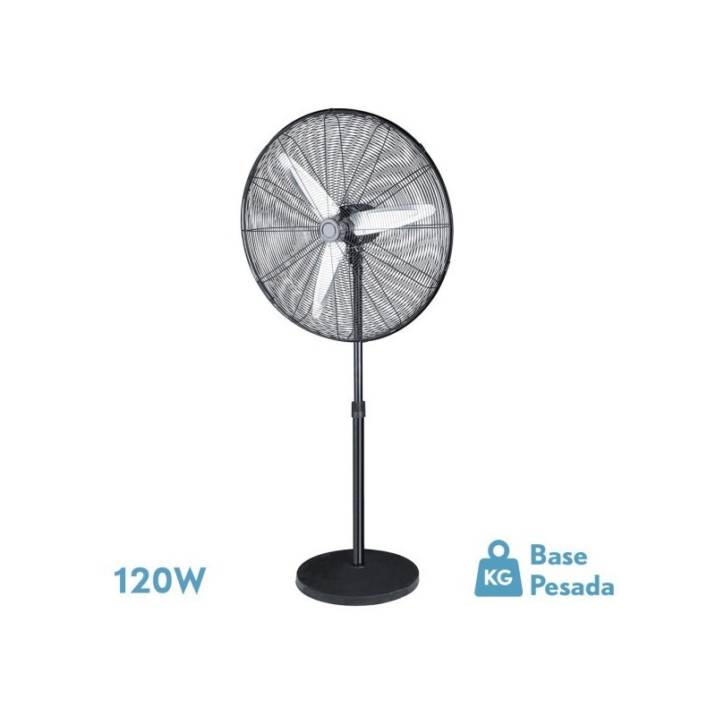 Ventilador De Pie Alarcon 120w Negro 3vel 55d 3asp Aluminio Plata Orientable Y Oscilante