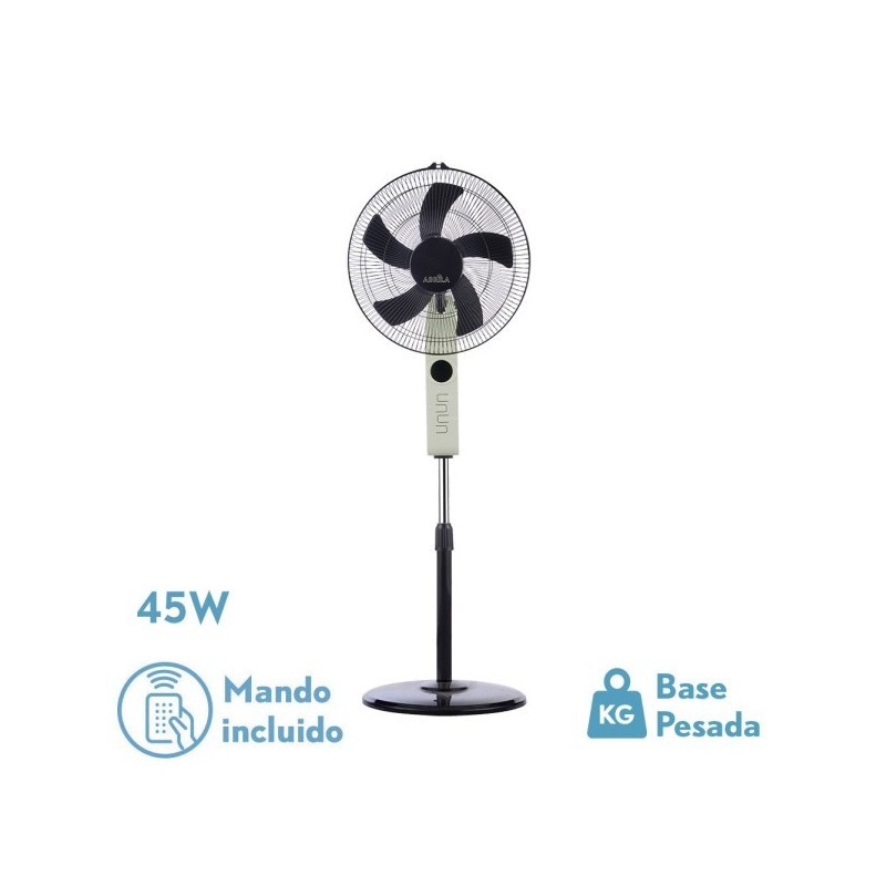 Ventilador De Pie Circus Beis/negro 3vel 45w Regx43x40cm Oscilante 5asp.c/ Remoto Y Temporizador