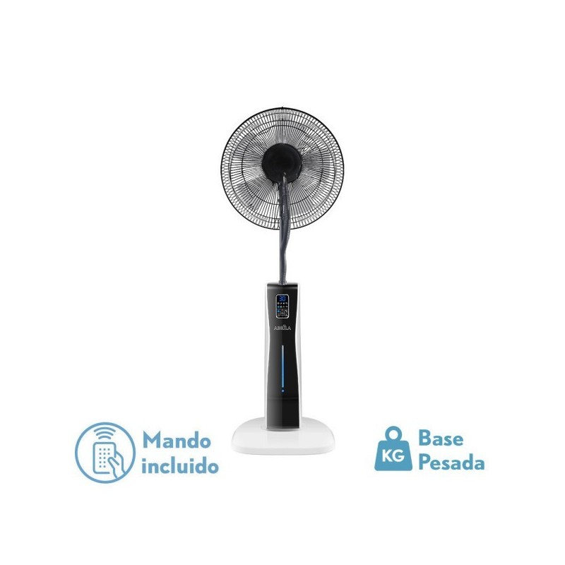 Ventilador De Pie Corvo Blan/negro 3 Vel.75w.5Asp Nebulizador 125x43x40cm Remoto Y Temporizador, Tanque De Agua 2l