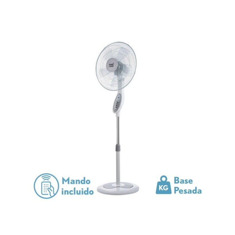 Ventilador De Pie Floxo Blanco/gris 3 Vel. 45w C/remoto Temporizador 5 Aspas Regx44,5x40 Cm