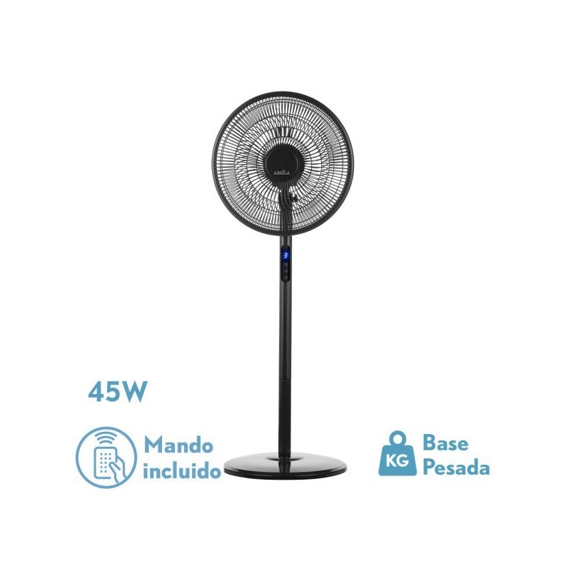 Ventilador De Pie Icono Negro 3vel 45w 119x44x40 Cm Oscilante 5asp.c/ Remoto,temporizador