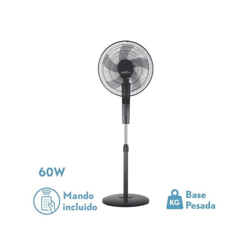 Ventilador De Pie Rayo Gris/negro 3 Vel.60w.5 Asp 43d C/ Remoto Y Temporizador 0,5h-7,5h