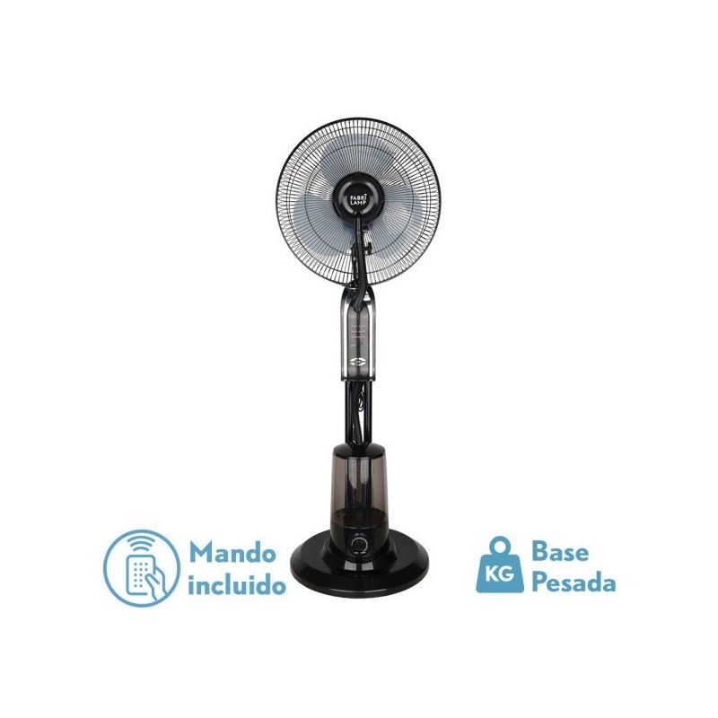 Ventilador De Pie Tromba Negro 3 Vel 80w Nebulizador Tanque De Agua 3L C/remoto Y Temporizador 120x45x40 Cm