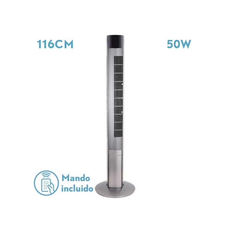 Ventilador De Torre Principe Plata 3vel 50w Remoto Oscilante Temporizador 116x32x32cm