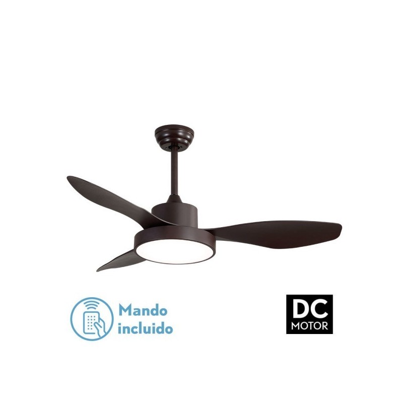 Ventilador Dc Hayate 48w 4080lm Marron 3 Asp 39/54x120x120cm 3000-4000-6000k C/remoto, Memoria Y Temporizador