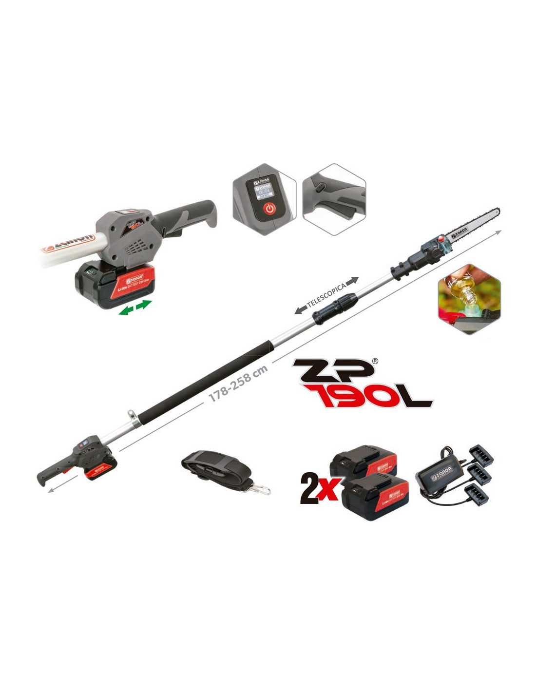 Podadora Zanon batería ZP190L + 2 baterías | Brintus